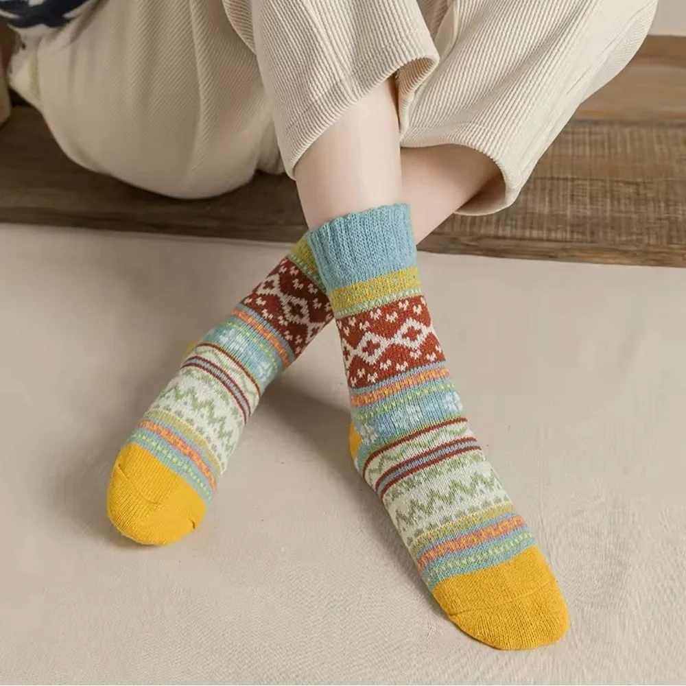 Multicolor Fair Isle Knit Socks